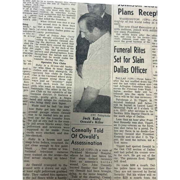 Vintage Newspaper Keneddy Funeral And Oswald Murder Nov 25 1963 - Picture 5 of 5